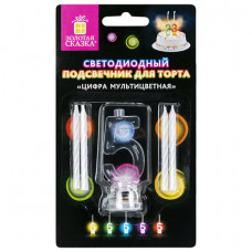 Цифра-подсвечник 5 ЗОЛОТАЯ СКАЗКА светодиодная,в наборе 4 свечи